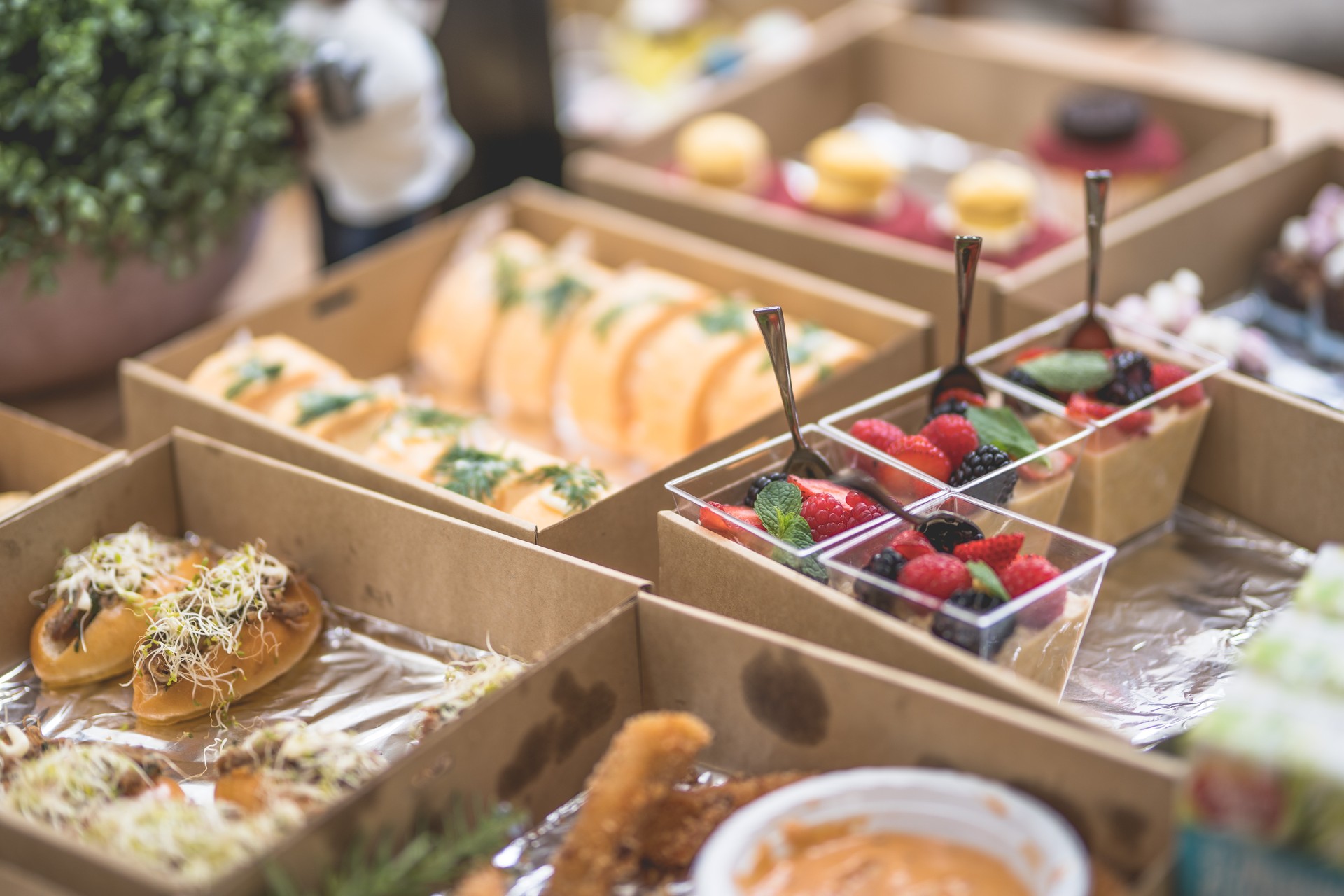 Closeup shot of a picnic party arrangement with appetizers